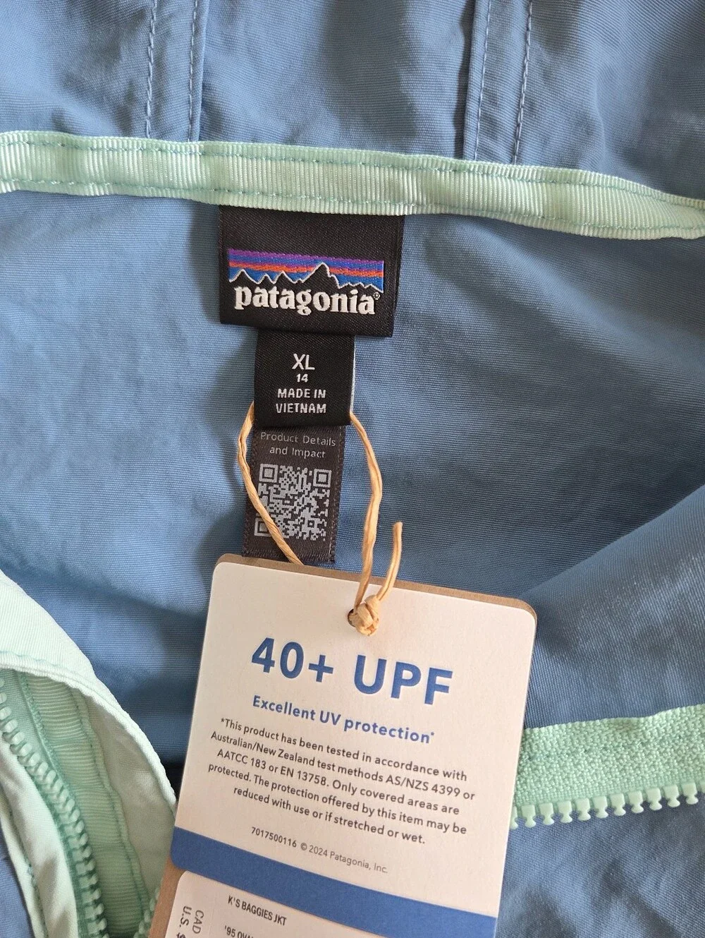 Patagonia Kids' Baggies Jacket Size XL NWT Shore Blue